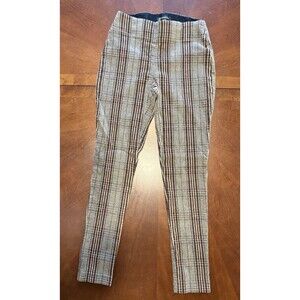 Versona Brown Black Tan Plaid Women’s Stretch Pants Size 0 Elastic Waist Career